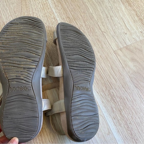 Vionic Metallic Creme Comfy Orthotic Jodie Backstrap Sandals Womens Size 10 - Picture 9 of 9